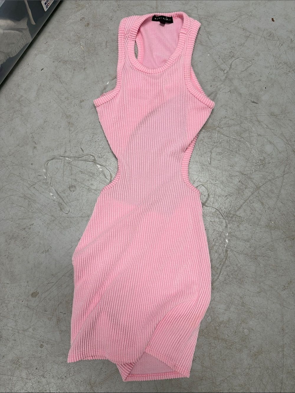 Pink Ribbed Cutout Tank Dress BLUE BLUSH Size Small NWOT - Open Back